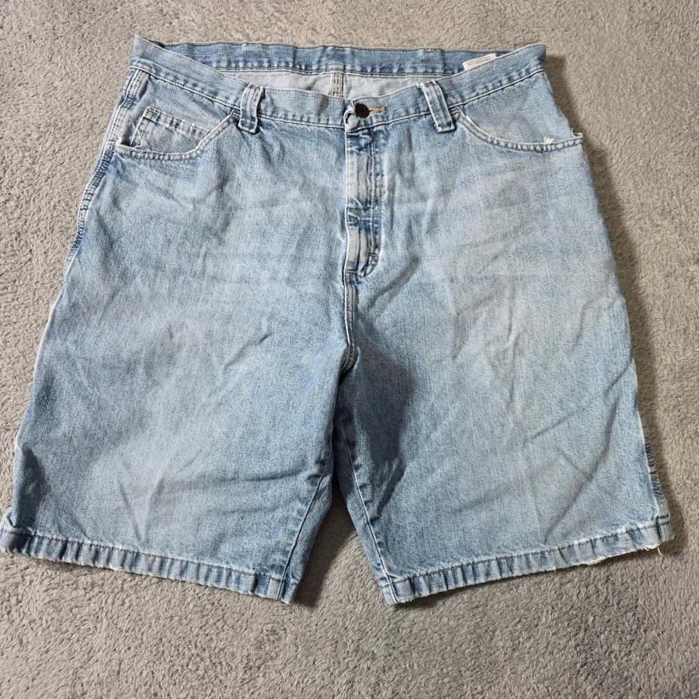 Wrangler Mens 38 Carpenter Shorts Light Blue Denim Relaxed Fit 64WC4AI